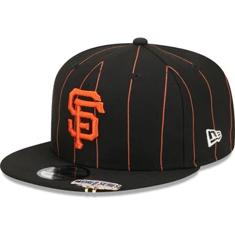 Schwarze flache Snapback-Kappe 9FIFTY Pinstripe Visor Clip der San Francisco Giants MLB von New Era