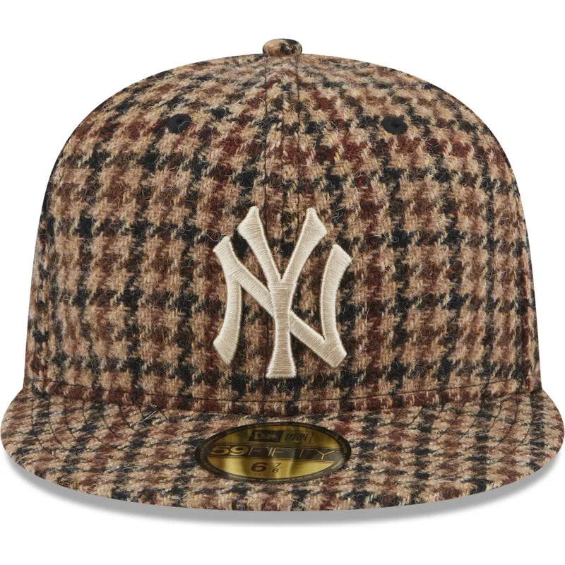 mutzen-flach-braun-angepasst-59fifty-harris-tweed-der-new-york-yankees-mlb-von-new-era