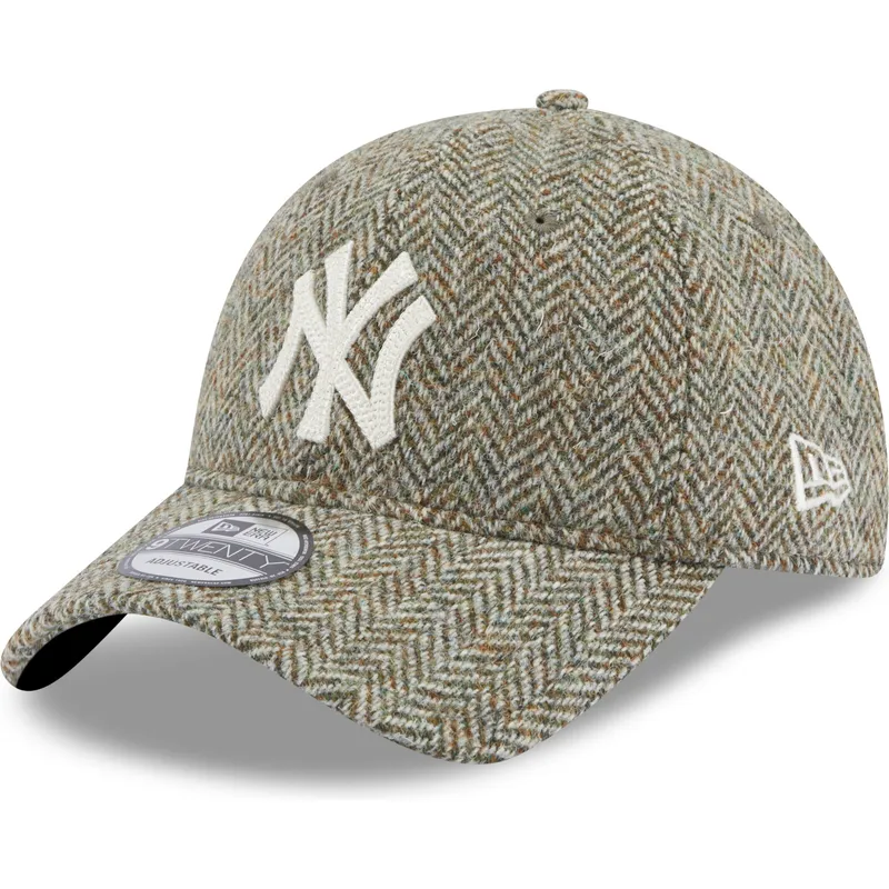 mutzen-gebogen-grau-verstellbares-band-9twenty-tweed-pack-der-new-york-yankees-mlb-von-new-era