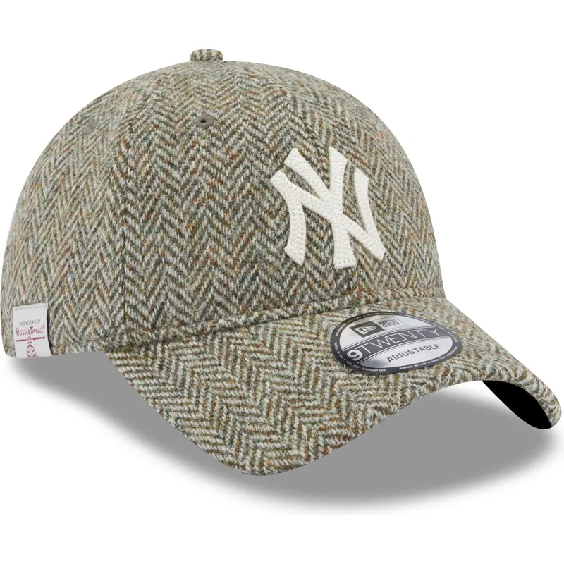 mutzen-gebogen-grau-verstellbares-band-9twenty-tweed-pack-der-new-york-yankees-mlb-von-new-era