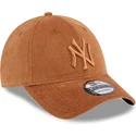 new-era-9forty-cord-new-york-yankees-mlb-verstellbare-braune-kappe-mit-gebogenem-schirm-und-braunem-logo