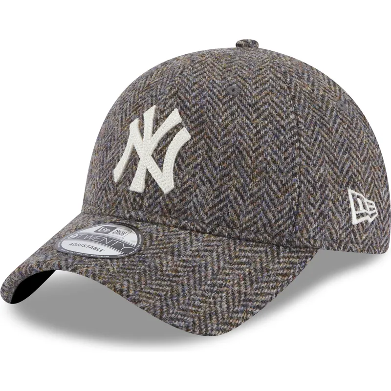 mutzen-gebogen-grau-verstellbares-band-9twenty-tweed-pack-der-new-york-yankees-mlb-von-new-era
