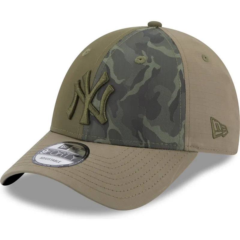 mutzen-gebogen-grun-verstellbares-band-9forty-multi-texture-der-new-york-yankees-mlb-von-new-era