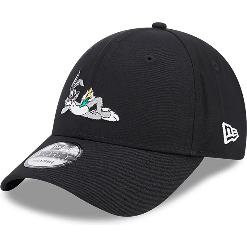 mutzen-gebogen-schwarz-verstellbares-band-9forty-der-bugs-bunny-looney-tunes-von-new-era