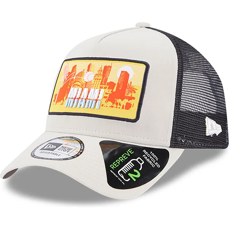mutzen-gebogen-beige-snapback-a-frame-repreve-license-plate-der-miami-von-new-era