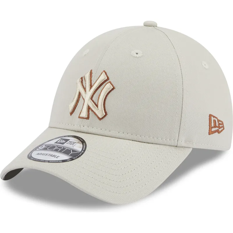 mutzen-gebogen-beige-verstellbares-band-9forty-team-outline-der-new-york-yankees-mlb-von-new-era