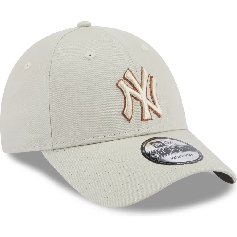 mutzen-gebogen-beige-verstellbares-band-9forty-team-outline-der-new-york-yankees-mlb-von-new-era