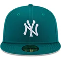 grune-flache-angepasste-59fifty-league-essential-kappe-der-new-york-yankees-mlb-von-new-era
