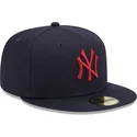 mutzen-flach-marineblau-angepasst-59fifty-league-essential-der-new-york-yankees-mlb-von-new-era