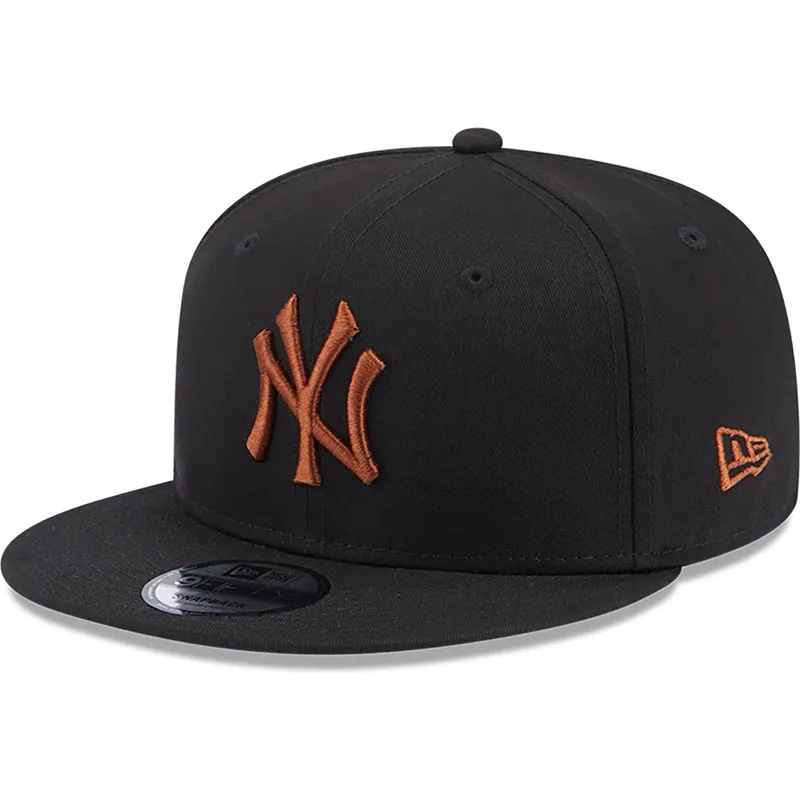 mutzen-flach-schwarz-snapback-marron-9fifty-league-essential-der-new-york-yankees-mlb-von-new-era