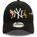 verstellbare-schwarze-9forty-kappe-mit-gebogenem-schirm-und-koi-fisch-motiv-von-new-york-yankees-mlb-von-new-era