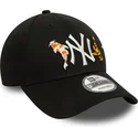 verstellbare-schwarze-9forty-kappe-mit-gebogenem-schirm-und-koi-fisch-motiv-von-new-york-yankees-mlb-von-new-era