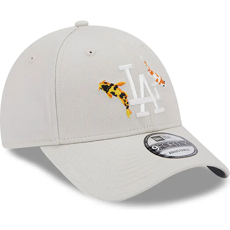 mutzen-gebogen-beige-verstellbares-band-9forty-koi-fish-der-los-angeles-dodgers-mlb-von-new-era