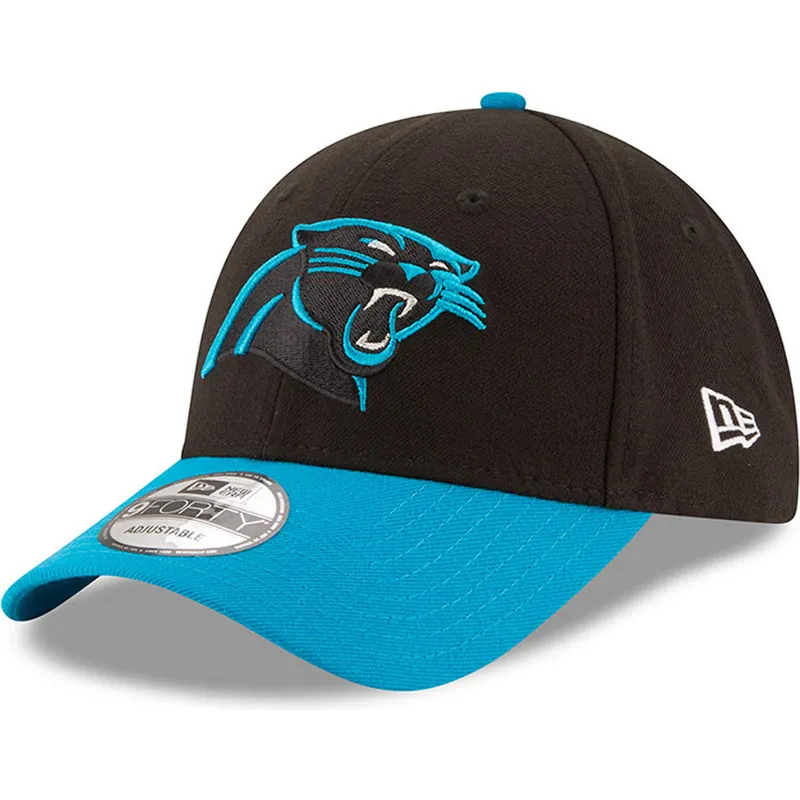 schwarze-und-blaue-verstellbare-curved-cap-9forty-the-league-der-carolina-panthers-nfl-von-new-era