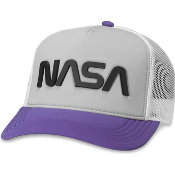 Grau-weiß-violette Trucker-Snapback-Kappe NASA Riptide Valin von American Needle