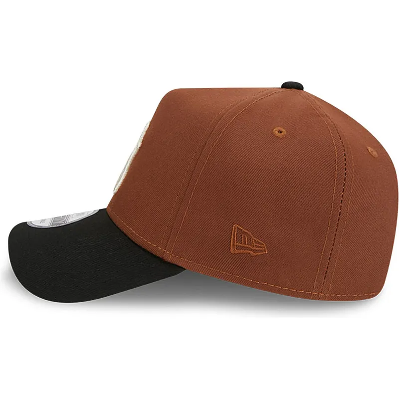 mutzen-gebogen-braun-snapback-9forty-a-frame-harvest-der-new-york-yankees-mlb-von-new-era