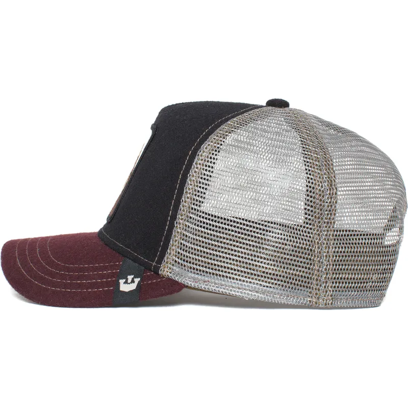 trucker-cap-schwarz-grau-und-rot-lowe-king-circwool-of-life-the-farm-von-goorin-bros