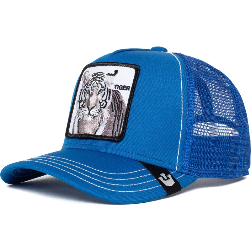 Gorra trucker negra y azul tigre Tiger Blue Streak The Farm de Goorin