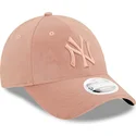 9forty-new-york-yankees-mlb-damen-verstellbare-rosa-velourskappe-mit-rosa-logo-von-new-era