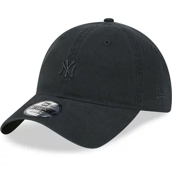 New Era Curved Brim Black Logo 9TWENTY Mini Logo New York Yankees MLB Black Adjustable Cap