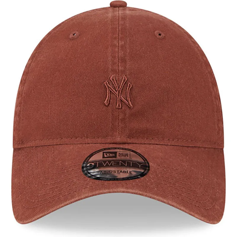 verstellbare-braune-gebogene-kappe-mit-braunem-logo-9twenty-mini-logo-der-new-york-yankees-mlb-von-new-era