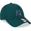 mutzen-gebogen-grun-verstellbares-band-9forty-check-infill-der-new-york-yankees-mlb-von-new-era