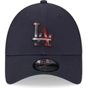 marineblaue-verstellbare-curved-cap-9forty-check-infill-der-los-angeles-dodgers-mlb-von-new-era