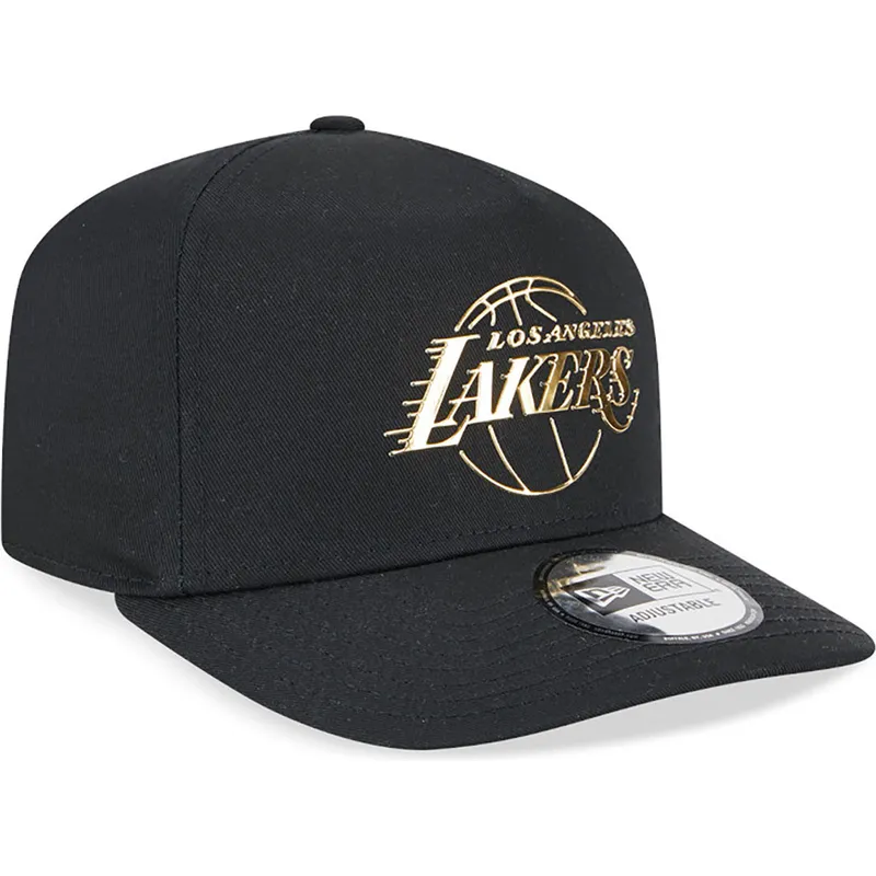 schwarze-snapback-cap-mit-gebogenem-schirm-a-frame-foil-pack-der-los-angeles-lakers-nba-von-new-era