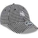 mutzen-gebogen-schwarz-verstellbares-band-9forty-houndstooth-der-new-york-yankees-mlb-von-new-era