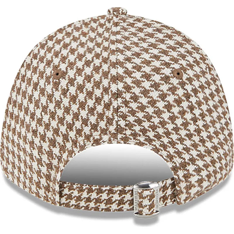 mutzen-gebogen-braun-verstellbares-band-9forty-houndstooth-der-new-york-yankees-mlb-von-new-era
