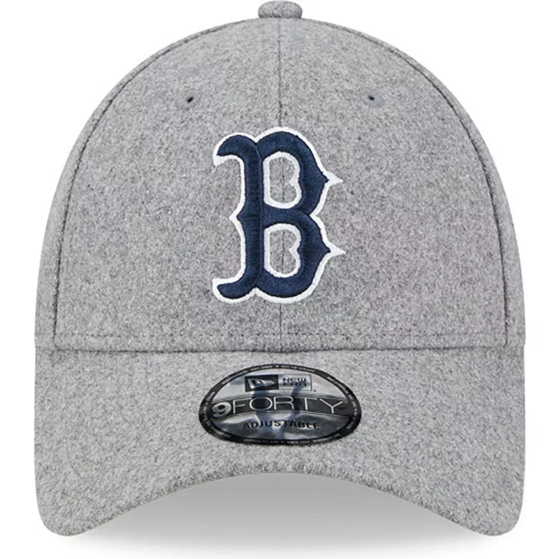 new-era-curved-brim-blue-logo-9forty-essential-melton-wool-boston-red-sox-mlb-grey-adjustable-cap