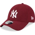 new-era-new-york-yankees-mlb-9forty-essential-melton-wool-verstellbare-rote-kappe