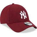 new-era-new-york-yankees-mlb-9forty-essential-melton-wool-verstellbare-rote-kappe