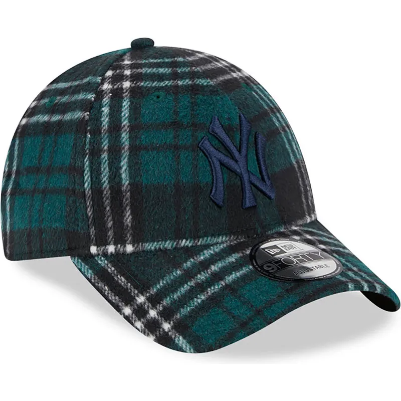 mutzen-gebogen-grun-verstellbares-band-9forty-check-der-new-york-yankees-mlb-von-new-era