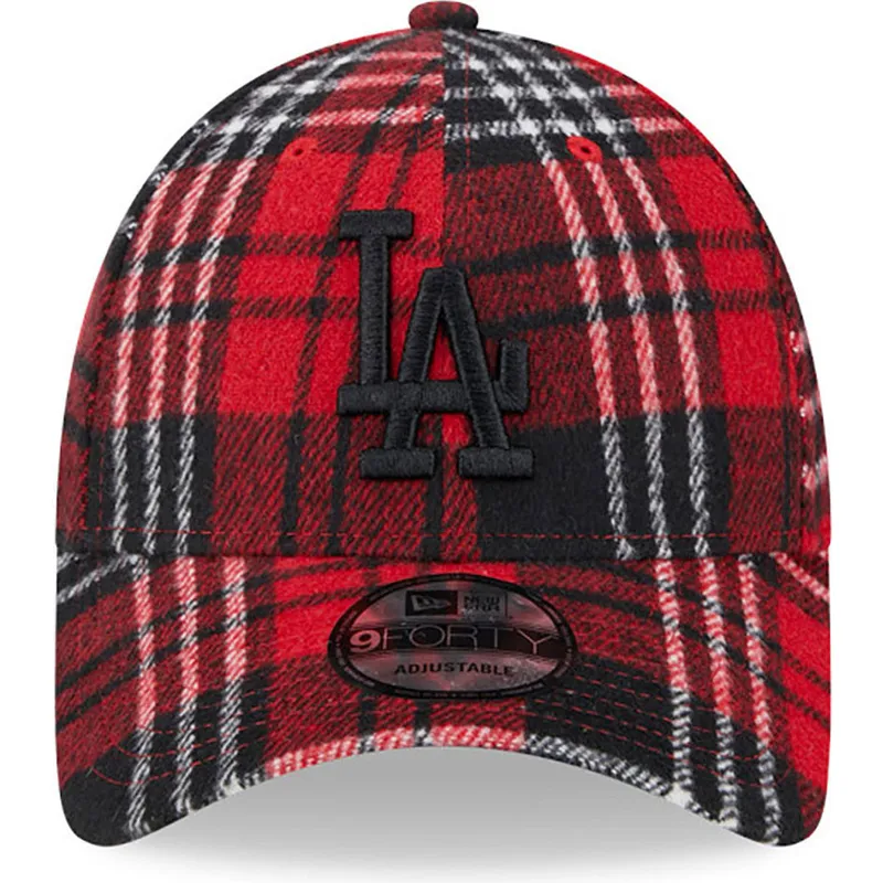 mutzen-gebogen-rot-verstellbares-band-negro-9forty-check-der-los-angeles-dodgers-mlb-von-new-era