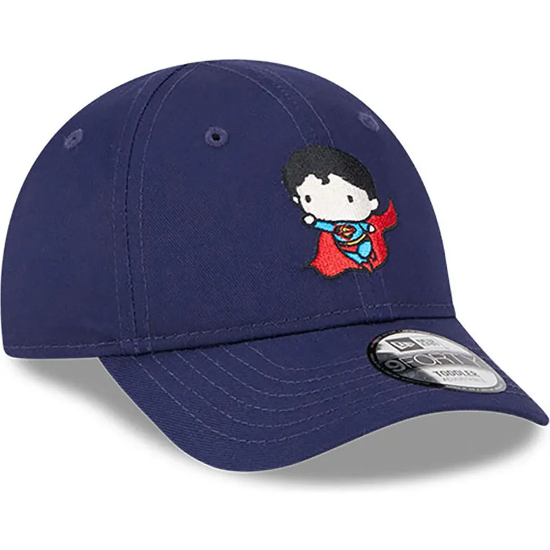 blaue-gebogene-verstellbare-kinderkappe-9forty-von-superman-dc-comics-von-new-era