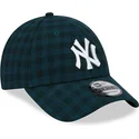 new-era-curved-brim-9forty-flannel-new-york-yankees-mlb-green-adjustable-cap