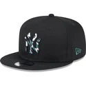schwarze-snapback-kappe-mit-flachem-schirm-und-blauem-logo-9fifty-seasonal-infill-der-new-york-yankees-mlb-von-new-era