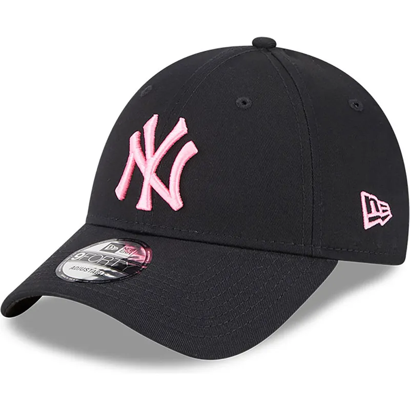 mutzen-gebogen-schwarz-verstellbares-band-rosa-9forty-neon-der-new-york-yankees-mlb-von-new-era
