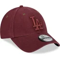 verstellbare-gebogene-kappe-in-bordeaux-mit-bordeaux-logo-9forty-washed-canvas-der-los-angeles-dodgers-mlb-von-new-era