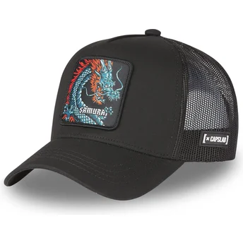 Schwarze Trucker-Cap Samurai-Drache DRA1 Beasts von Capslab