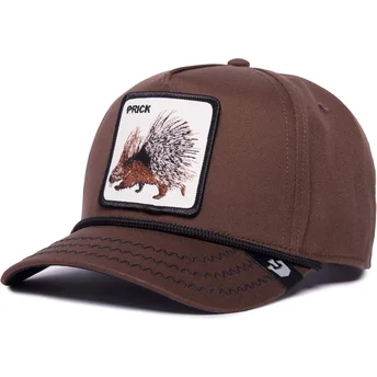 braune-gebogene-snapback-kappe-stachelschwein-prick-porcupine-100-the-farm-all-over-canvas-von-goorin-bros