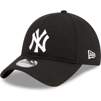 New Era Curved Brim 9TWENTY Herringbone New York Yankees MLB Black Adjustable Cap