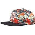 djinns-flat-brim-koi-linen-red-snapback-cap