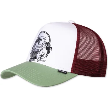 Weiße, rote und grüne Trucker-Kappe Lazy Mermaid HFT von Djinns
