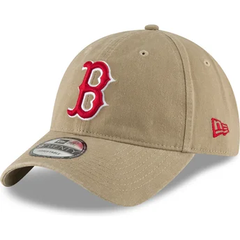 Hellbraune verstellbare Curved Cap mit rotem Logo 9TWENTY Core Classic der Boston Red Sox MLB von New Era