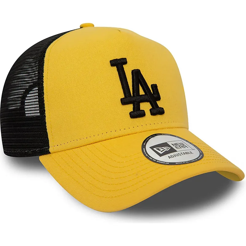 mutzen-gebogen-gelb-snapback-negro-a-frame-league-essential-der-los-angeles-dodgers-mlb-von-new-era