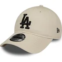 beige-verstellbare-kappe-mit-gebogenem-schirm-und-schwarzem-logo-9twenty-league-essential-der-los-angeles-dodgers-mlb-von-new-er