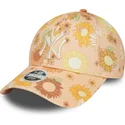 mutzen-gebogen-orange-verstellbares-band-9forty-floral-all-over-print-der-new-york-yankees-mlb-von-new-era
