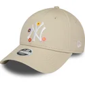 verstellbare-beige-damen-kappe-mit-gebogenem-schirm-9forty-flower-der-new-york-yankees-mlb-von-new-era